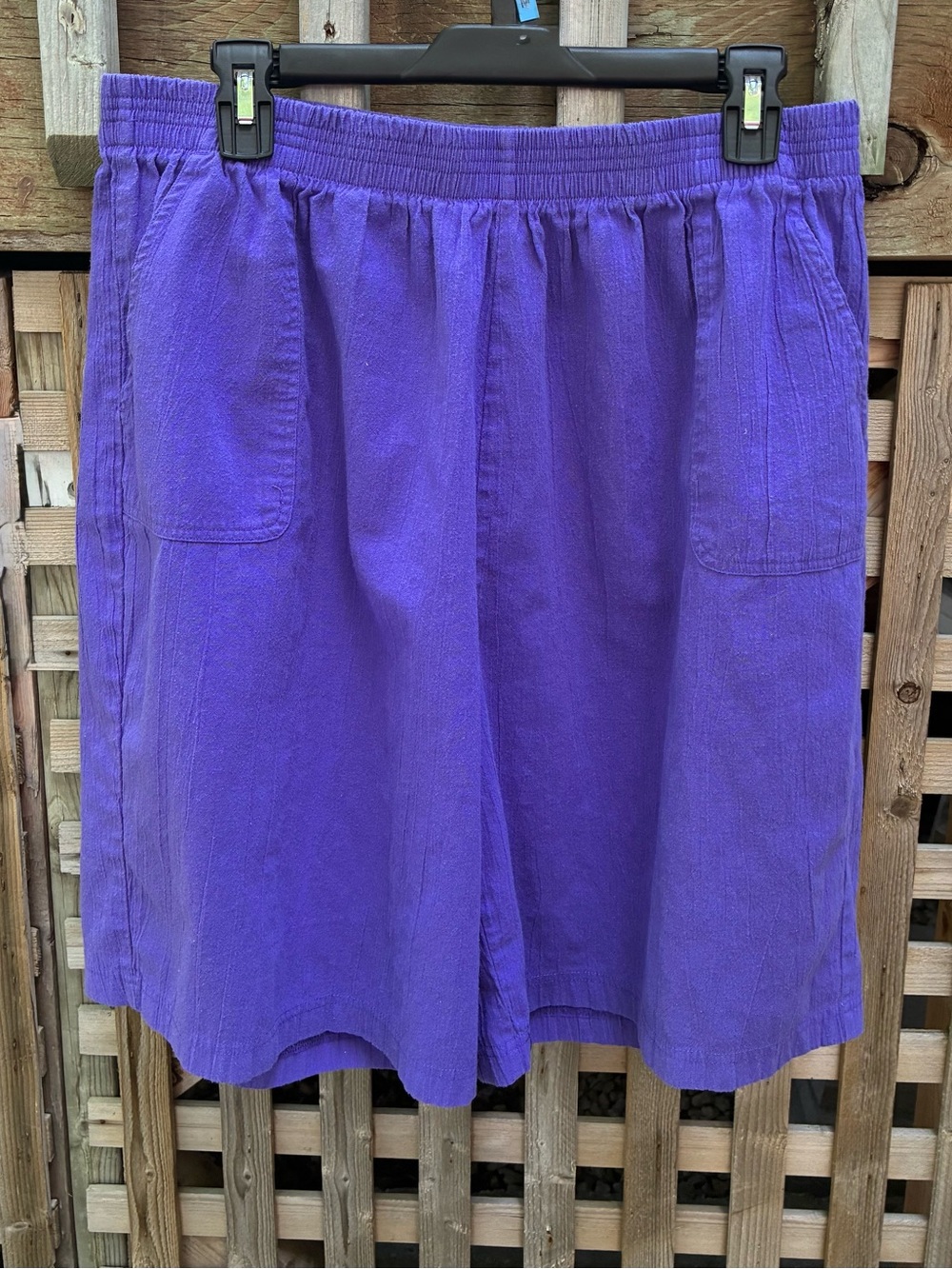 Bon Worth Purple Elastic-Waist Midi Shorts with Front Pockets
